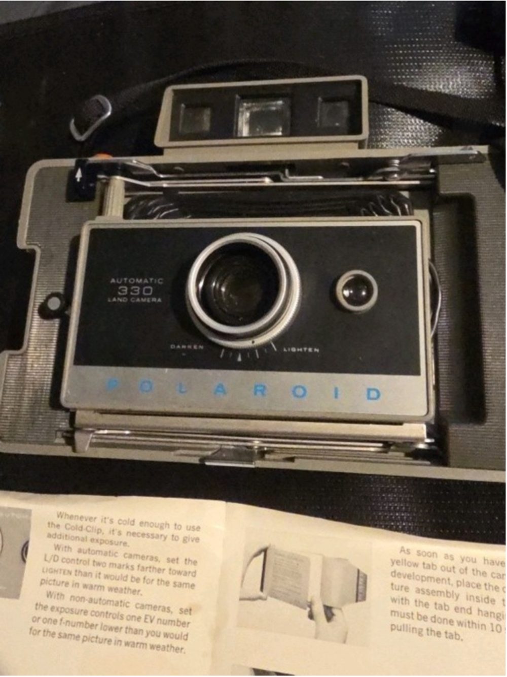 Vintage Polaroid Automatic 330 Instant Film Land Camera With Flash Unit and bulb